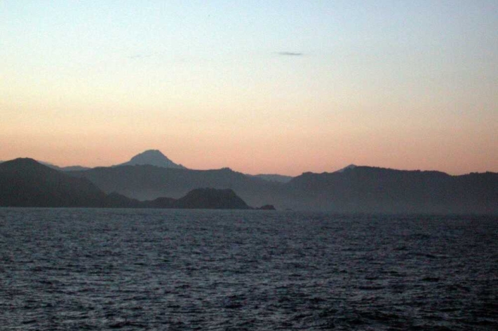 View of Mount Hikurangi from offshore. Looking West. photo taken from R.V. Tangaroa in May. 2001