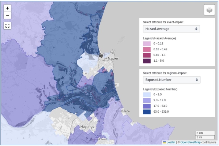 Impact Assessment Tool map view of results with all layers enabled