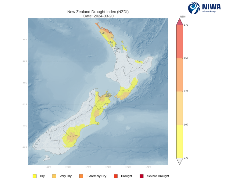 New Zealand Drought Index (NZDI) map