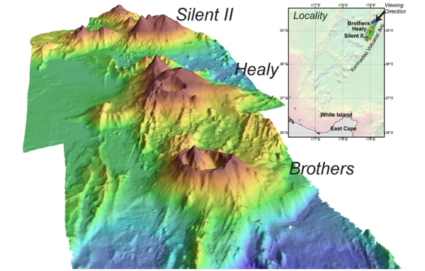 in 2002, NIWA scientists, spent 3 weeks on RV Tangaroa mapping the segment of the Pacific known as the Ring of Fire. More than 50 underwater volcanoes were discovered between the North Island and the Kermadec Islands.