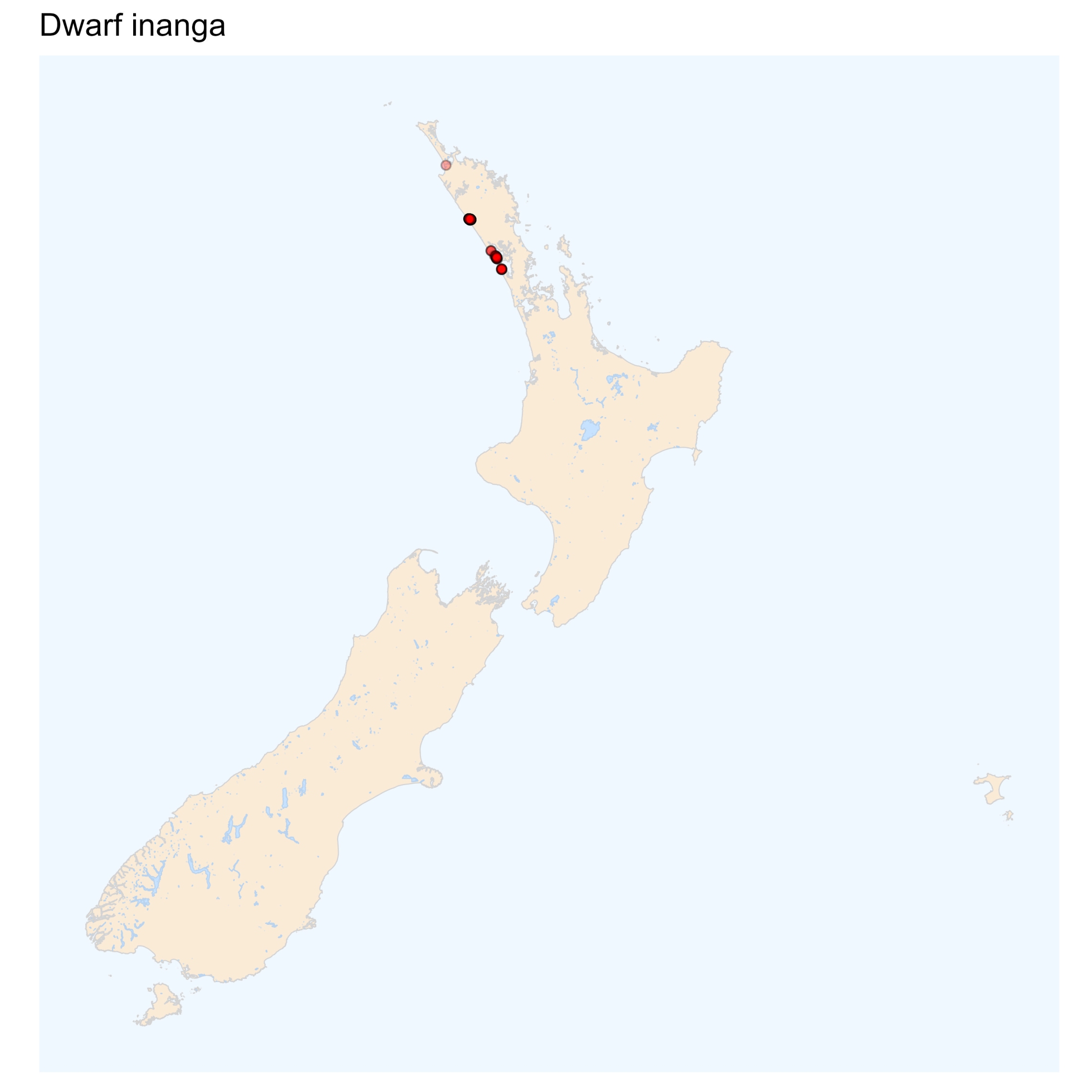 Dwarf inanga - distribution map [2024]