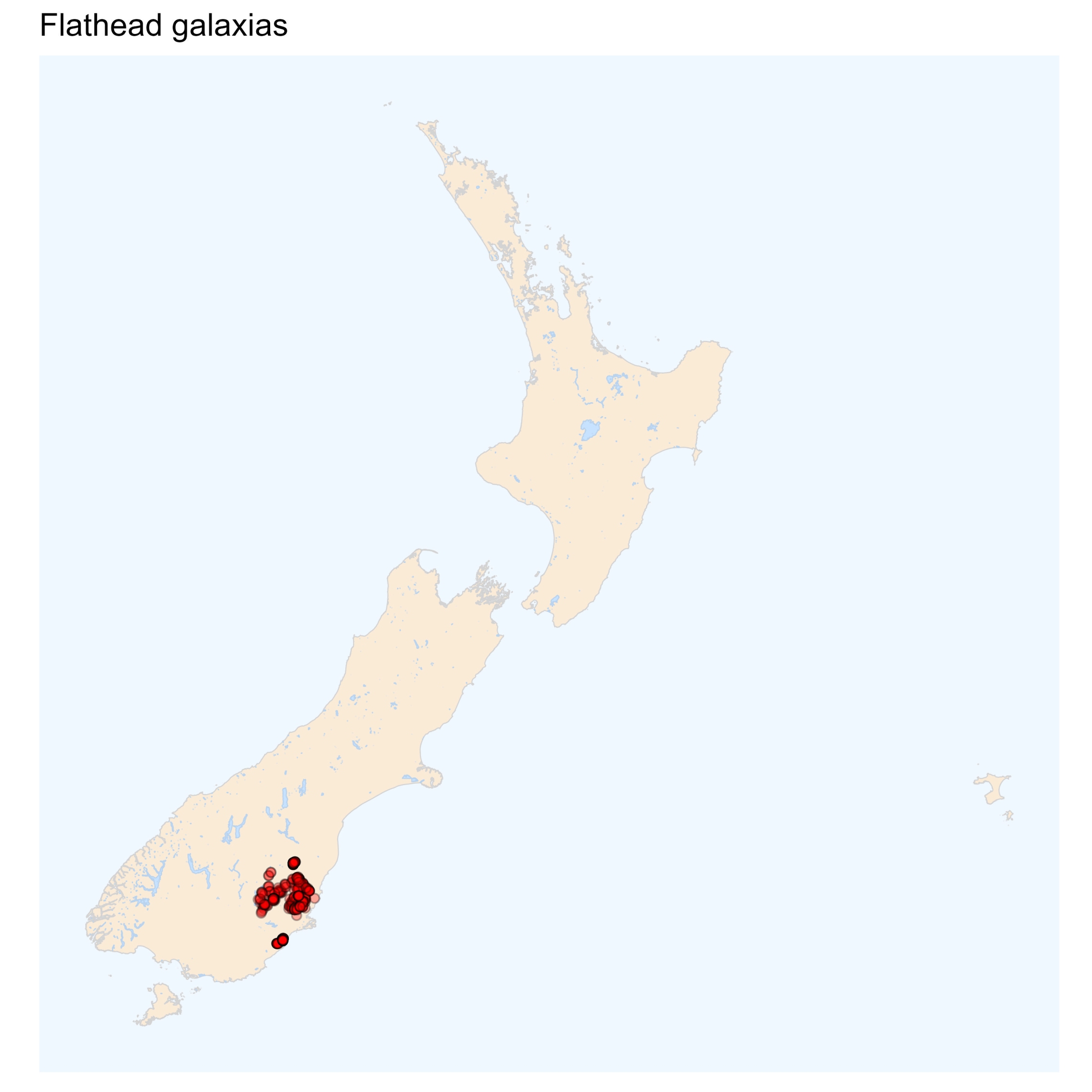 Flathead galaxias - distribution map [2024]