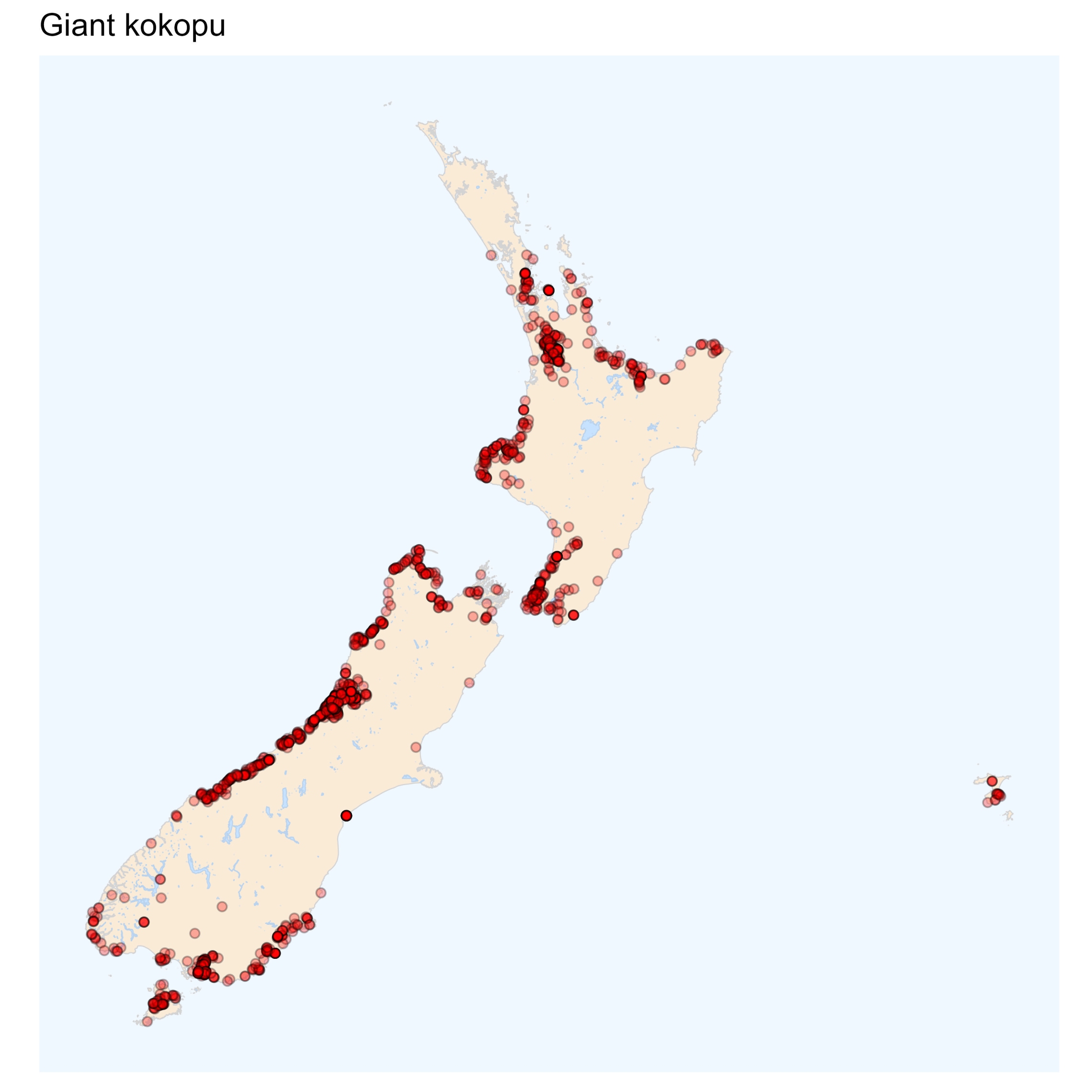 Giant kokopu - distribution map [2024]