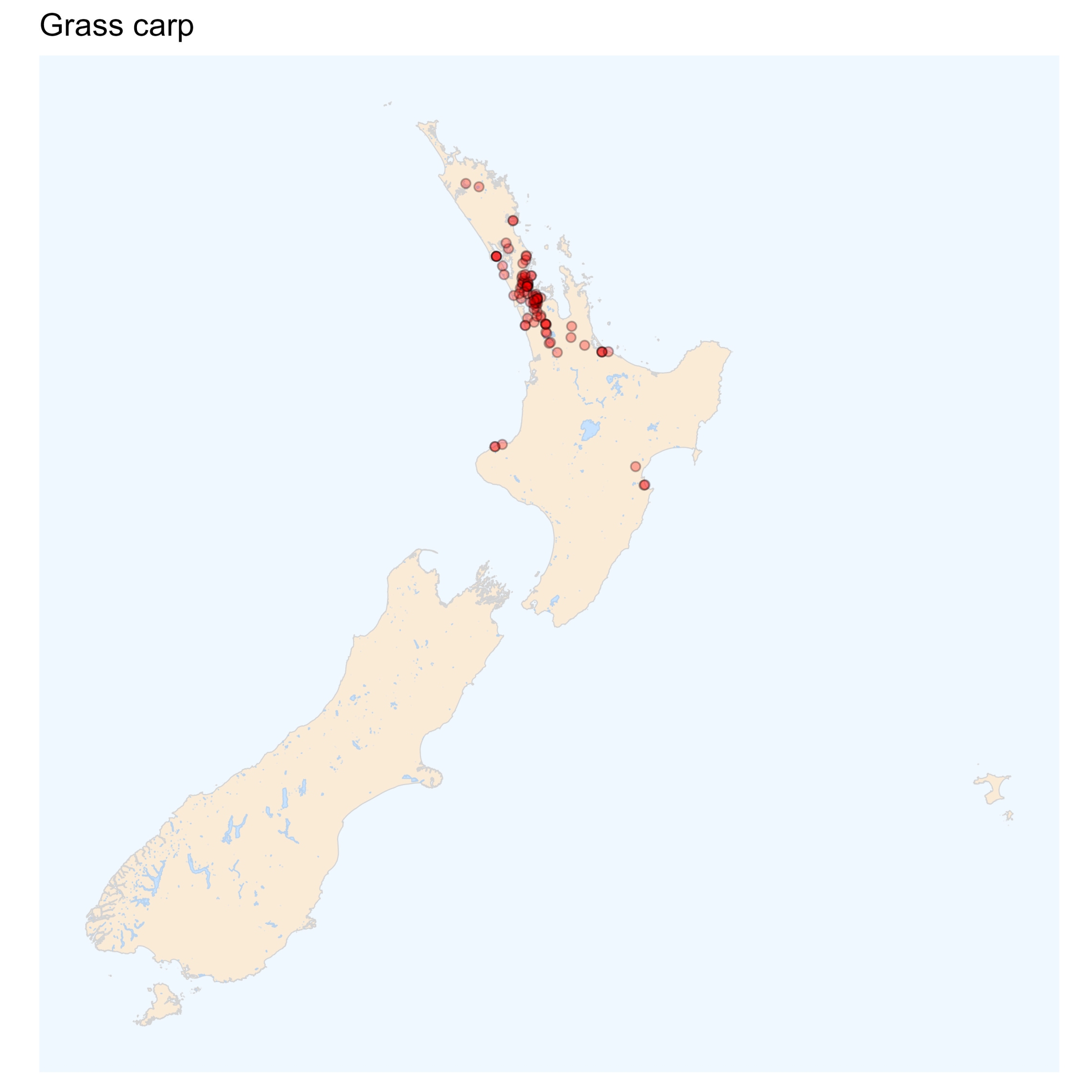 Grass carp - distribution map [2024]