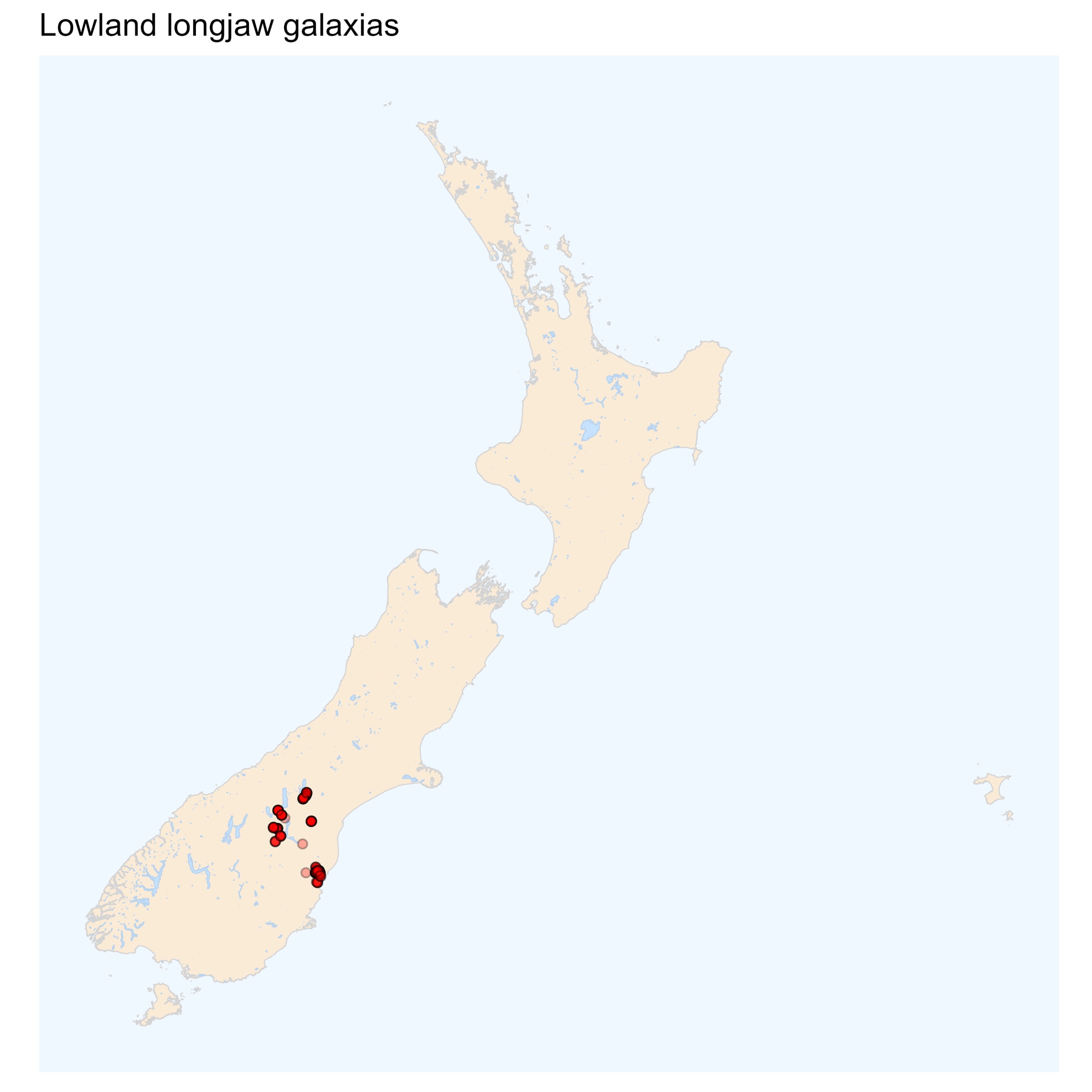 Lowland longjaw galaxias distribution map [2024]